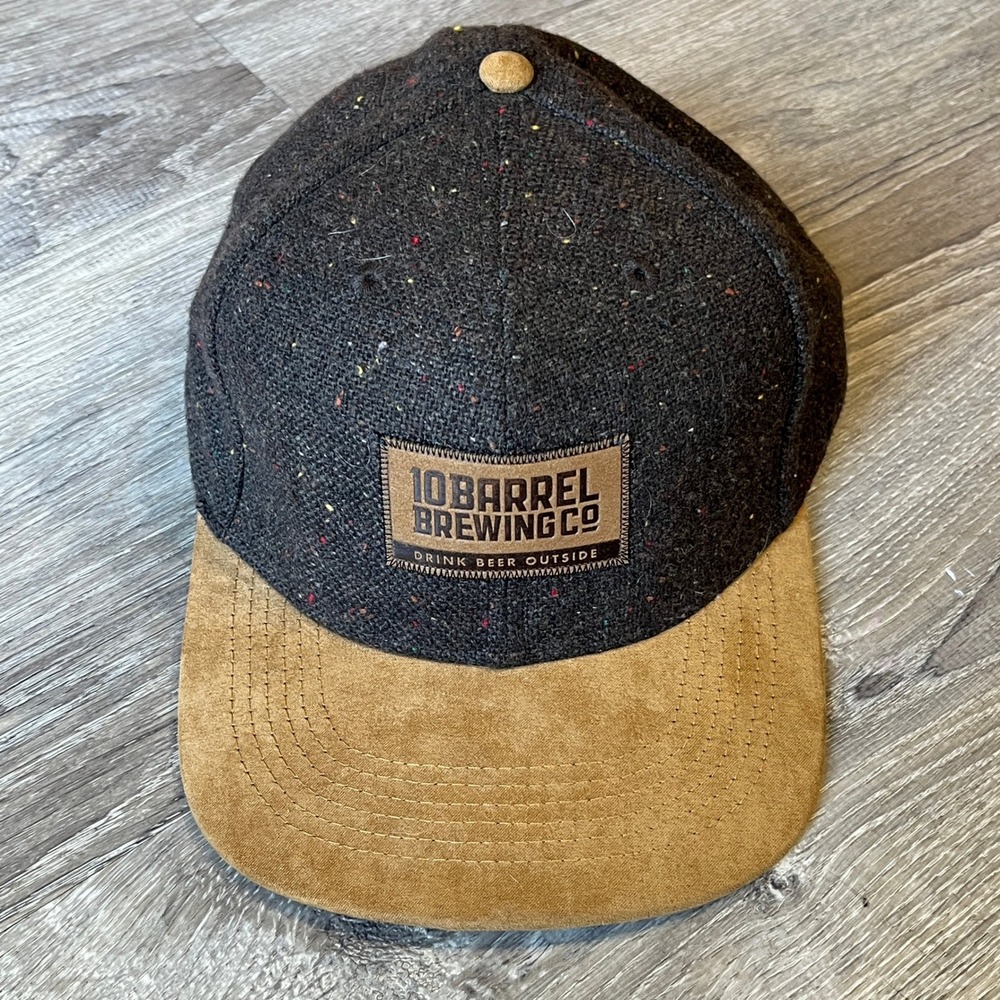 10 Barrel Brewing Co Brist Mfg Wool Suede Strapback Hat‎ Charcoal Tan Tweed Cap